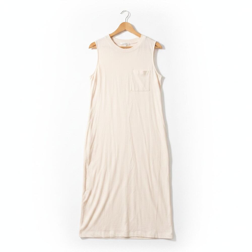 Everlane Long Weekend Pocket Tank Dress Cream Cotton Sleeveless Size S